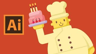 Chef and Cake (vector character) - Illustrator Flat Design Creation Process