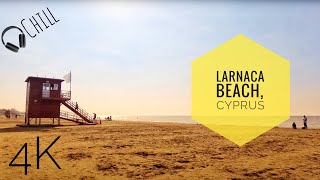 Larnaca, Cyprus: beachfront virtual 4K tour/walk. chill music. Summer holiday ☀️ Virchual ™ video