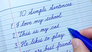 Cursive Writing Practice | 10 Simple Sentences for Beginners | English cursive handwriting practice