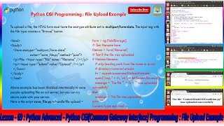 Lesson - 69 : Python Advanced - Python CGI Programming : File Upload Example