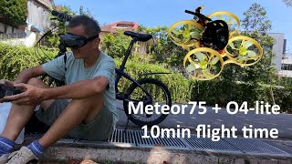 Meteor75 + O4-lite, 10min flight time (warning: slow and boring flight)