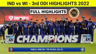 India Vs West Indies 3rd Odi Full Match Highlights 2022 | Ind vs Wi 3rd odi Highlights 2022