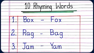 10 rhyming words in english for kids | 10 Rhyming Words in English | Rhyming words