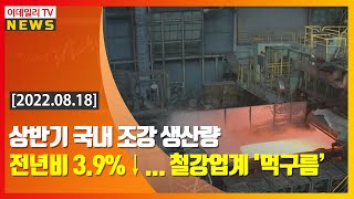 상반기 국내 조강 생산량 전년비 3.9%↓... 철강업계 '먹구름’ (20220818)