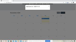 Angular 10 FullCalendar Add Event Part 1