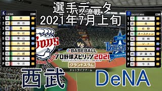 【プロスピ2021】西武対DeNA(選手データ2021年7月上旬)