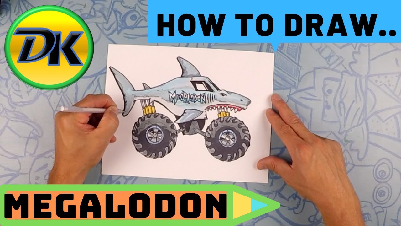 Megalodon Monster Truck Coloring Page Team Coloring