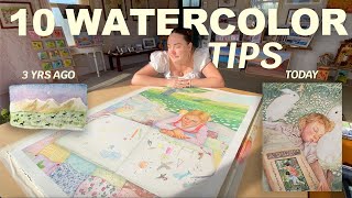 10 WATERCOLOUR TIPS that will drastically IMPROVE your art | ft. watercolor portrait tutorial