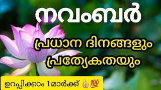 Important Days Of The Month November | നവംബർ മാസത്തിലെ പ്രധാന ദിനങ്ങളും അതിന്റെ പ്രത്യേകതകളും