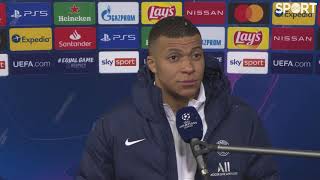 Kylian Mbappé reacts to PSG's 3-2 win over Bayern.