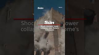 Shock moment tower partially collapses near Rome's Colosseum #history #architecture #rome