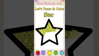 Learn Star Shape | Trace and Color Animations for Kids #pinkbutterflyart #howtodraw #shape #tracing