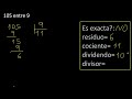 dividir 105 entre 9 residuo es exacta o inexacta la division cociente dividendo divisor