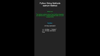 isalnum Method - String Methods Python