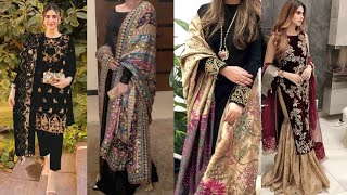 #Winter Dress Design 2024&25#Velvet Winter Dress Collection 2025#simple dress winter shawl design🔥🔥🔥