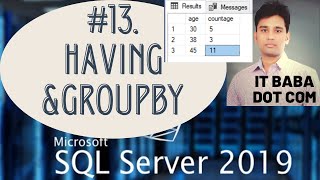 #13. Groupby & Having clouse in SQl |SQL 2019 Tutorials in Hindi