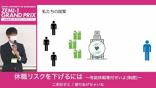 大阪経済大学 ZEMI-1グランプリ2022　二本杉ゼミ /  寄付あげちゃいな「休職リスクを下げるには～有給休暇寄付せいよ（制度）～」