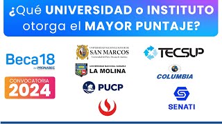 Beca 18 2024 |  UNIVERSIDADES e INSTITUTOS con MÁS ALTOS PUNTAJES