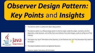 Observer Design Pattern: Key Points and Insights