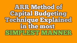 #4 Financial Management | Average Rate Of Return | Capital Budgeting Technique In Hindi