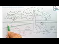 how to draw scenery of save trees for save nature... step by step