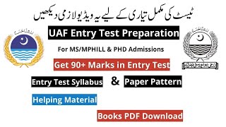 UAF Entry Test Preparation for MS/MPHILL and PHD Admissions 2022 | UAF Postgraduate Entry Test 2022