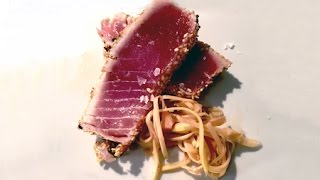 Seared Sesame Crusted Tuna Steak with Asian Sauce