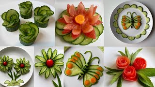 5 Super Salad Decoration ideas / Easy and Beautiful salad decoration / Tomato & cucumber decoration