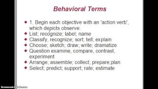 Behavioral Objectives