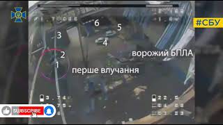 Ukraine war footage, FPV Drone Fly Through Hole In Roof And Destroy Three Transport Vehicles