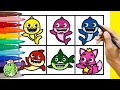 How to draw BABY SHARK FAMILY and PINKFONG - Easy Drawing for Kids Cute