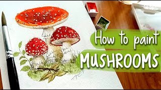 How to paint mushrooms with watercolors