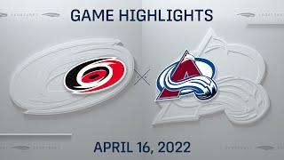 NHL Highlights | Hurricanes vs. Avalanche - Apr 16, 2022