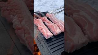 🍽️Camping Food 55. 🐖 Griled Pork Belly(Samgyeopsal). #shorts  #porkbelly  #outdoorcooking