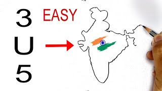 3U5 turns into India Map Drawing // Easy India Map drawing // Independence day drawing