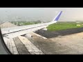 4k hdr stunning indigo a320 takeoff from delhi airport in light drizzle