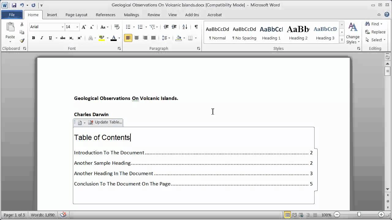Format Table Of Contents Word Roadero Format Table Of Contents Word Roadero