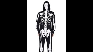 Tipsy Elves Men's Skeleton Jumpsuit - Skeleton Halloween Costume with Back Printing for Men