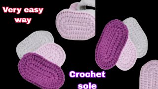 Very Easy Tutorial For Crochet Booties sole | How to crochet baby shoes sole #crochet