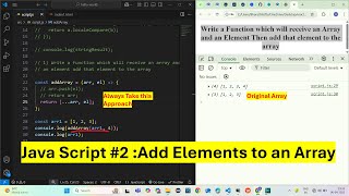 Java Script #2 - Add Elements to an Array | Javascript Interview Exercise #bharathedutech