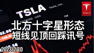 美股TSLA(特斯拉)  北方十字星 短线易见顶回踩