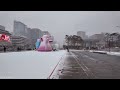 4k walking around city hall station in gwanghwamun square with heavy snowfall seoul korea