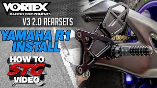 Vortex V3 2.0 Adjustable Rearsets Install On A 15-18 Yamaha R1 | Sportbiketrackgear.com