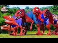 ALL RED SPIDER-MAN Battle in Jurassic World ISuperhero Dinosaur FightI