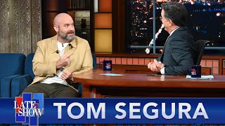 Netflix Paid $5k For A Leather Jacket Tom Segura Never Wore. Now It Belongs To Stephen Colbert.