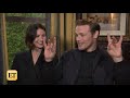 outlander sam heughan and caitriona balfe react to jamie s dance moves