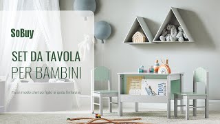 SoBuy Set tavolo per bambini丨Set tavolo sedie per bambini丨Set mobili per bambini丨KMB88-HG