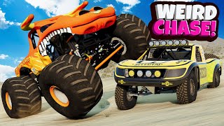 Using MONSTER TRUCKS to Crush the NEW Vehicles in BeamNG Drive Mods!