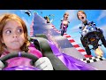 NiKO vs ADLEY vs NAVEY - Crazy Cars Race on Fortnite then Escaping Zombies! New fun family games!