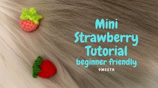 Crochet cute mini strawberry| keychain| tutorial| beginner friendly